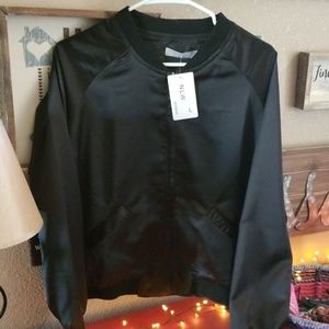 Satin feel black bomber jacket